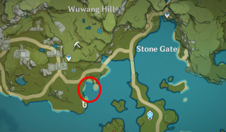 Genshin - Emerald Duck Map Location - South of Wuwang Hill