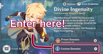 Genshin - Divine Ingenuity - Where to Make Custom Domains 1