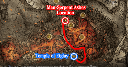 Elden Ring - Located at the Volcano Manor Map