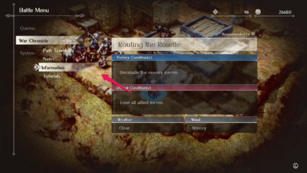 Triangle Strategy - Menu