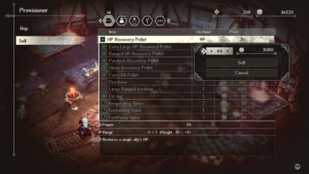 Triangle Strategy - Selling Items