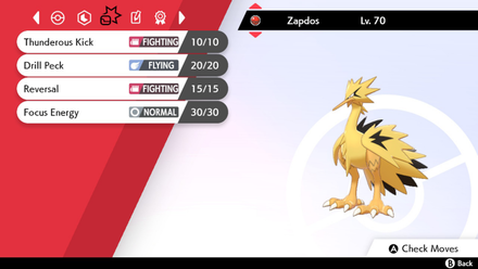 Pokemon SWSH - Shiny Galarian Zapdos Moves