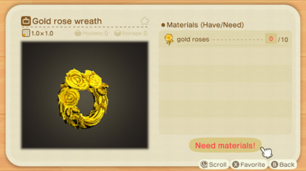 ACNH - Flower DIY - Gold Rose Wreath