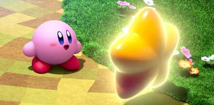 Kirby and the Forgotten Land - Kirby with a Warpstar