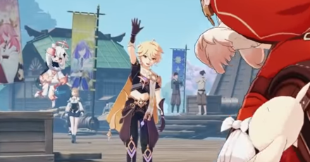 Genshin - Traveler, Paimon, and Klee in the Irodori Festival