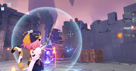 Genshin - Temple of the Falcon Windy Cliff - Shoot Exploding Barrels