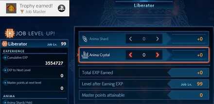 Job Master Trophy Unlocked at Level 99 Liberator