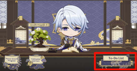 Genshin Impact - When Flowers Bloom Ayato Web Event - To-Do List