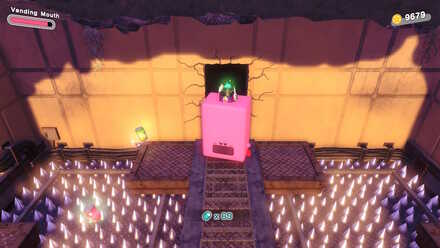 Kirby - Fit through the rectangular-shaped hole using the Vending Mouth