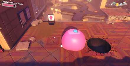 Kirby - Fit through the large circular-shaped hole on the ground using the Water-Balloon Mouth