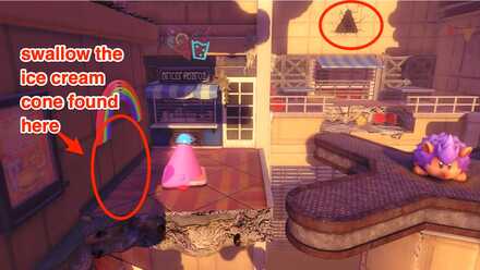 Kirby - Fit through the triangle-shaped hole using the Cone Mouth