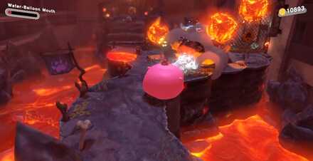 Water Balloon Mouth Kirby destroy lava balls