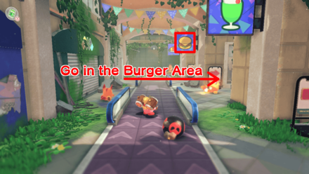 Kirby - Go through the path with the burger sign to avoid getting lost