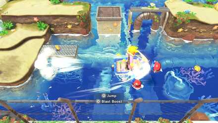 Kirby and the Forgotten Land - controlling boats