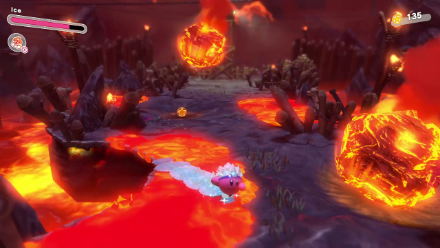 Kirby Ice Skate over Lava and Mud