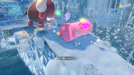 Kirby and the Forgotten Land - defeating enemies with Pipe Mouth