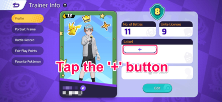 Pokemon UNITE - How to Add Labels - Tap the + Button