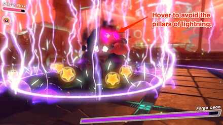 Hover in between the lightning pillars