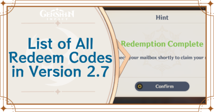 Genshin Impact 2.7 Special Program Primogems Redemption Codes