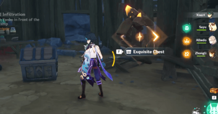 Genshin - Surreptitious Seven-Star Seal Sundering - Glaze Peak - Exquisite Chest beside the Geo formation