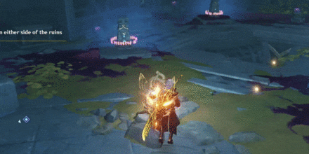 Genshin - Character hitting the light vine