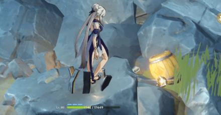 Genshin - Storehouse Security No.2 behind the Geo Barrel