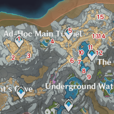 Genshin - The Chasm - Lumenspar Locations - 1 to 15 Ad Hoc Main Tunnel