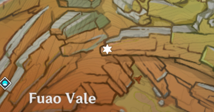 Genshin - Achaic Stone Location 1 - top of a cliff - map