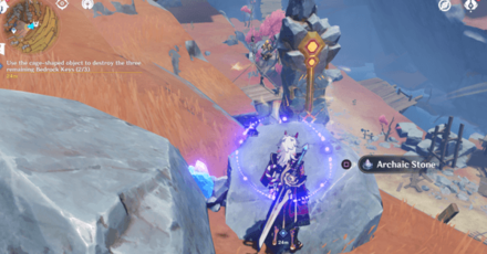Genshin - Achaic Stone Location 7 - behind a rock - in-game
