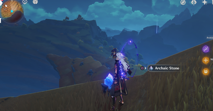 Genshin - Achaic Stone Location 9 - at the top, near out of bounds - in-game