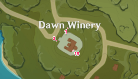 Genshin - Mondstadt, Dawn Winery Open World Radiant Spincrystals