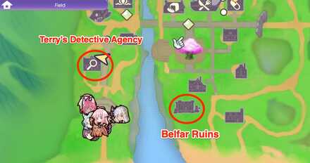 Detective Agency and Belpha Ruins Map
