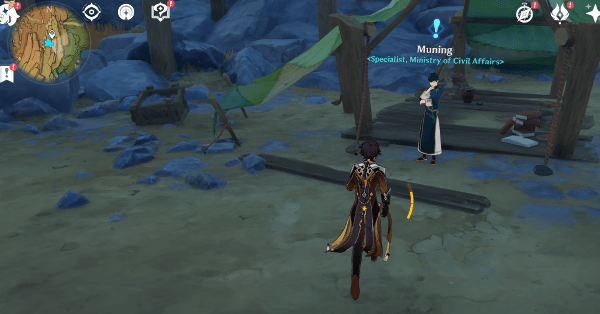 Genshin - Wherefore Did the Spiritstone Descend 9 Return to camp and talk to Zhiqiong and Muning