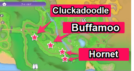 Cluckadoodle, Buffamoo and Hornet locations