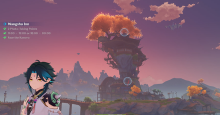 Genshin - Day 2 Outside the Canvas, Inside the Lens Challenge 1 - Have the Wanghu Inn in the frame