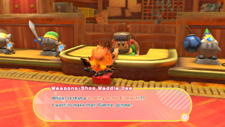 Kirby Give Blueprints to Weapon Shop Waddle Dee