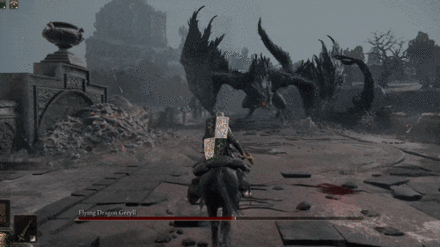 Elden Ring - Flying Dragon Greyll Sweeping Fire Breath.gif