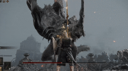Elden Ring - Flying Dragon Greyll Flying Fire Breath.gif