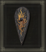 Flame Crest Wooden Shield Image
