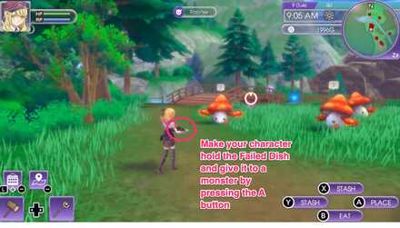 Hold the Failed Dish to give it to a monster