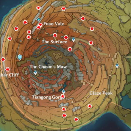 Genshin - Unique Rock Locations Map