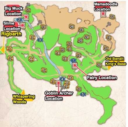 Phoros Woodlands Wanted Monsters Map