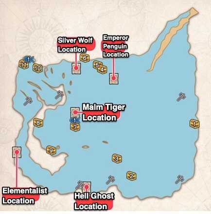 Lake Yumina Wanted Monsters Map