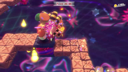 Kirby Crystal Needle Treasure Road Jump onto the Platforms