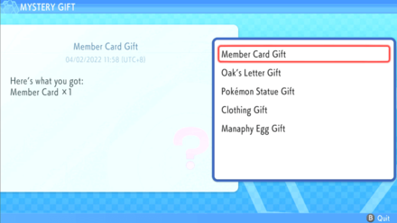 Member Card Mystery Gift