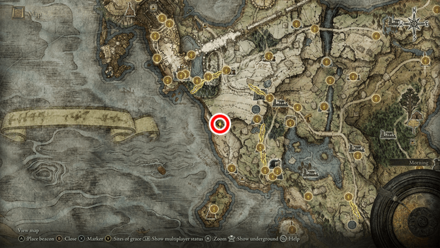 Elden Ring - Starlight Shard Southwest of Stormhill Shack Map Location
