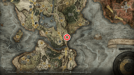 Elden Ring - Starlight Shard Southeast of Agheel Lake South Map Location