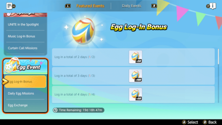 Pokemon UNITE - Egg Log In Bonus Screen