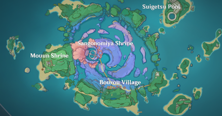 Genshin - Red-Finned Unagi Map Location - Watatsumi Island