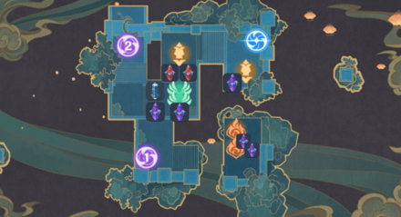 Genshin - Theater Mechanicus - Whither the Wind Wends - Show of Force - Phase 1 Setup Map